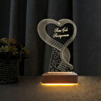 Tek Kalp Gece Lambası Seni Seviyorum Yazılı Sevgili Hediyesi Lamba