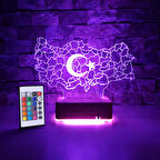 Öğretmenler Günü Hediyesi Türkiye Tasarım Gece Lambası 16 Renkli 3d Lamba