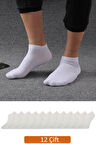 Erkek 12'li Paket Beyaz Bambu Patik Çorap