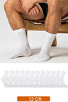 12'li Premium Erkek Beyaz Soket Çorap