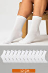 12'li Premium Kadın Beyaz Soket Çorap