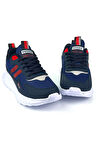 Unisex Lacivert Kırmızı Bağcıklı Esnek Hafif Günlük Sneaker Spor Ayakkabı