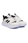 Unisex Beyaz Siyah Bağcıklı Esnek Hafif Günlük Sneaker Spor Ayakkabı