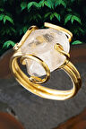 Sertifikalı Gold Rokoko Model Kristal Kuvars Taşı Yüzük - Ayarlamalı