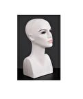 Kadın Büst Kafa Mankeni Plastik Beyaz Renk Makyajlı - Atkı Bere, Şapka ve Peruk Mankeni (Vitrin RAF)