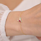 925 Ayar Gümüş Renkli Taşlı Arı Kuşu Bileklik