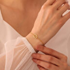 Vaoov 925 Ayar Gümüş Harfli Çift Zincirli Bileklik