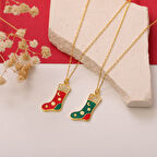 925 Ayar Gümüş Mineli Yılbaşı Çorap Figürü Kolye