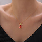 925 Ayar Gümüş Yılbaşı Hediyesi Mineli Çan Kolye