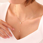 925 Ayar Gümüş Top Zincirli Tektaş Kolye Kolye