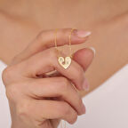 925 Ayar Gümüş İki Harfli Nota Kalp Kolye