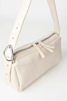 Kadın Hatmi Krem Baget Tasarım Askılı Astarlı Rugan Suni Deri Fermuar Kapama El Ve Omuz Çantası