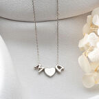 Vaoov 925 Ayar Gümüş İki Harf ve Kalp Kolye