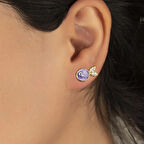 Vaoov 925 Ayar Gümüş Mavi Mor Balık Küpe