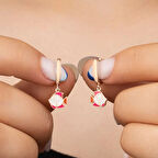 Vaoov 925 Ayar Gümüş Mineli Balık Çocuk Küpe