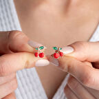 Vaoov 925 Ayar Gümüş Mineli Kiraz Küpe