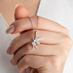 Vaoov 925 Ayar Gümüş Mineli Kanatlı Peri Kolye