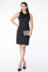 Düz Bisiklet Yaka Kadın Siyah Mini Elbise