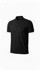 Erkek Pike Kumaş Düğmeli Yaka Regular Fit Günlük Kısa Kol Tişört T-shirt - Siyah