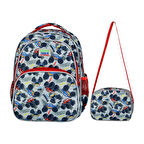 Araba Desenli Gri İlkokul Çantası