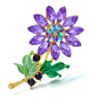 Waves And Pebbles Mor Çiçek Broş