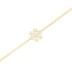 925 Ayar Gümüş Yıldız Kar Tanesi Bileklik Beyaz - Beyaz Taş