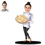 Kişiye Özel Aşçı Kadın Karikatürlü 3D Ahşap Biblo,Sevgiliye Hediye,Doğum Günü Hediyesİ,