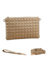 Kare Kapitone Desenli Kadın El ve Omuz Çantası Portföy Clutch (Orta Boy)