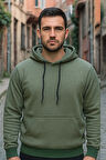 Erkek Yeşil Kapüşonlu Sweat