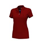Polo Yaka Çizgili Pamuklu  Kadın  T-shirt Bordo-S