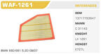 Winkel WAF-1261 Hava Filtresi BMW 5 05-10 5.20D 5.35D Kolı: 20 Ad 
