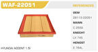 Winkel WAF-22051 Hava Filtresi Accent 95-00 1.5 Kolı: 40 Ad FN3105
