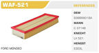 Winkel WAF-521 Hava Filtresi Mondeo I 93-1.8TD Kolı: 20 Ad 