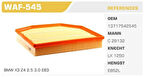 Winkel WAF-545 Hava Filtresi BMW X3 06-2.5Sı 3.0si Kolı: 20 Ad 