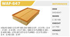 Winkel WAF-647 Hava Filtresi S60 S80 XC70 2.0T 2.4D 2.4T 2.5T Kolı: 20 Ad FN5905