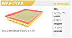 Winkel WAF-77AA Hava Filtresi Cherokee 01-Commander 05-2.5 CRDI 2.8 CRDI 3.0 CRDI 3.7 4.7 Kolı: 36 Ad FN6102