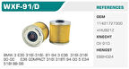 Winkel WXF-91D Yağ Filtresi BMW 3 E36 BMW 5 BMW Z3 316I 318I 518I Eco Mann Tipi Kolı: 50 Ad FN1126