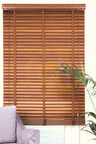 Wooden Blinds %100 Doğal Ahşap Jaluzi Perde 50mm, Alüminyum Kasalı Yüksek Kaliteli - Tarçın Kahvesi