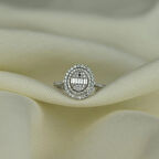 Yuvarlak Çerçeveli 925 Ayar Gümüş Baget Yüzük