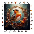Robin Kuşu - Ahşap Puzzle - 353Parça - 29 × 29 cm