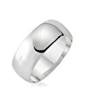 Düz Bombeli Gümüş Alyans - 8 mm