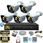 5 Kameralı 1 TB HDD Gece Renkli 5MP Lensli 1080P FULLHD Kamera Seti - Sabit İP Gerektirmez-Tak Çalıştır