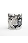 Buz Gibi Bakışlı Kar Leoparı Desenli Baskılı Kupa Bardak