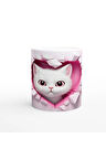 Kalpli Çatlaktan Bakan Pembe Gözlü Kedi Temalı Baskılı Kupa Bardak