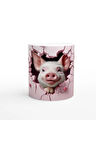 Çatlaktan Bakan Sevimli Domuz Temalı Baskılı Kupa Bardak