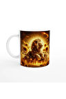 Aslan Burcu Baskılı Kahve Kupası - Elementsel Doğa Krallığı Temalı Vs1