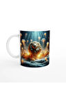 Aslan Burcu Baskılı Kahve Kupası - Astral Denizaltı Dünyası Vs2