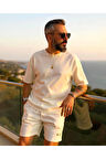 Waffle Kumaş Oversize Erkek T-Shirt & Şort İkili Takım