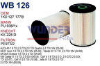 Wunder WB126 Mazot Filtresi Golf V 03-Jetta III 05-Caddy III 04-Touran 03-A3 Octavia 04-1.9 TDI 2.0 TDI MRMOEM-1080919