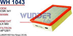 Wunder WH1043 Hava Filtresi Range Rover 95-2.5 Esr341 LX980 Fn6008 MRMOEM-1082010